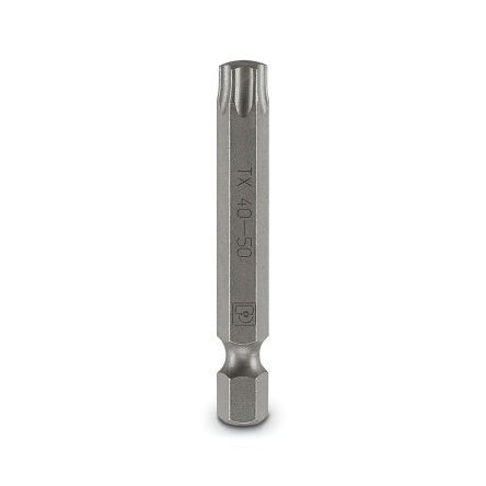 Phoenix Contact Driver Bit, 1/4 in Tip, TX 40 x 50 mm Tip, Torx Drive, 50 mm Overall 5-Piece
