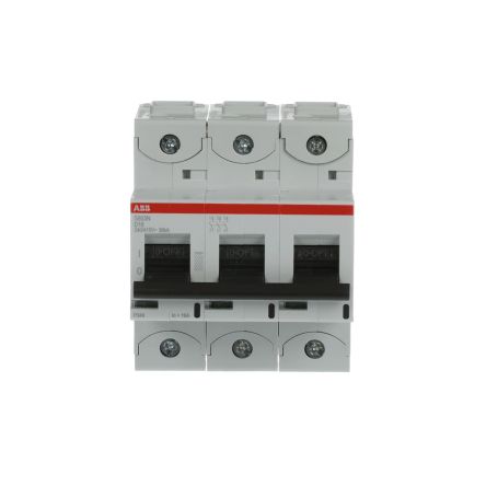 ABB S803N Miniature Circuit Breaker, 3-Pole, 16A, Type D, 690V ac AC, 36 kA Breaking Capacity