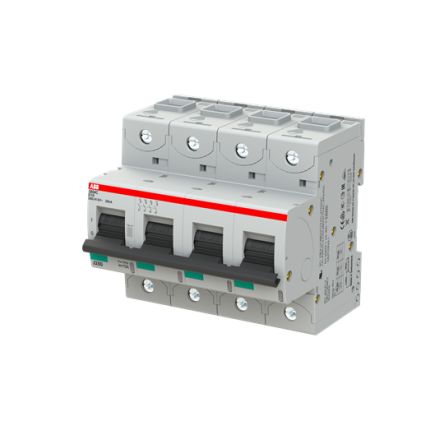 ABB S804C Miniature Circuit Breaker, 4-Pole, 10A, Type D, 415V ac AC, 440 V dc DC, 25 kA Breaking Capacity