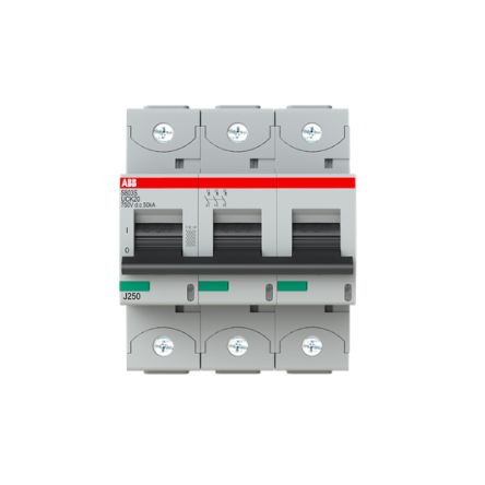 ABB S803S Miniature Circuit Breaker, 3-Pole, 20A, UC-K, 750 V dc DC, 50 kA Breaking Capacity