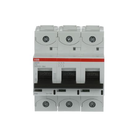 ABB S803N Miniature Circuit Breaker, 3-Pole, 10A, Type C, 690V ac AC, 36 kA Breaking Capacity
