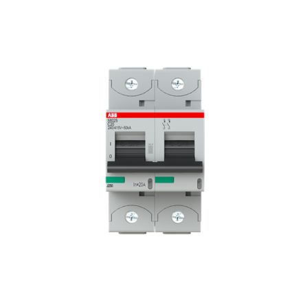 ABB S800S Miniature Circuit Breaker, 2-Pole, 20A, Type C, 240V ac AC, 50 kA Breaking Capacity