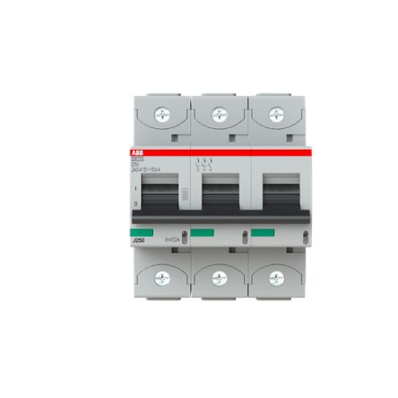 ABB S800S Miniature Circuit Breaker, 3-Pole, 50A, Type D, 240V ac AC, 50 kA Breaking Capacity
