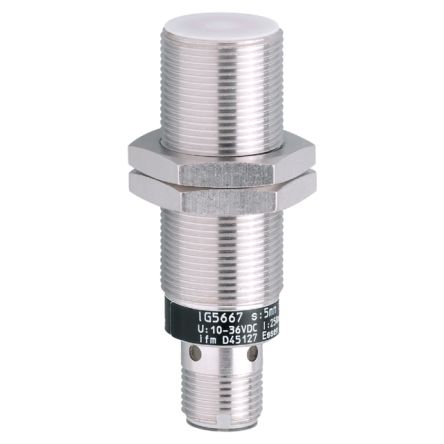 ifm electronic IG5667 Threaded Barrel Inductive Proximity Sensor, M18 PNP IG5 36V dc 5 mm 36 V dc 250mA