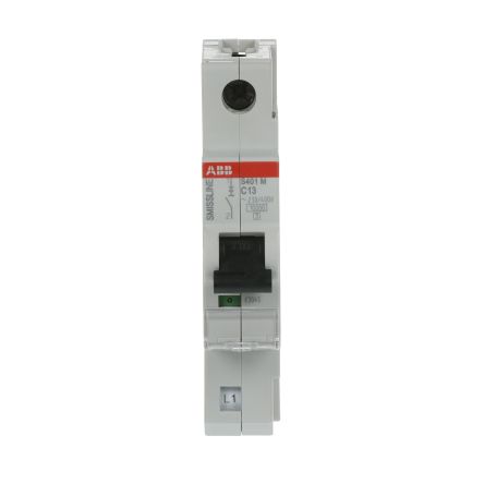 ABB SMISSLINE TP S400M Miniature Circuit Breaker, 1-Pole, 13A, Type C, 400V ac AC, 60 V dc DC, 10 kA Breaking Capacity