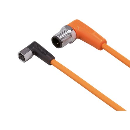 ifm electronic Male 1 way Right Angle to Female 1 way M8 Sensor Actuator Cable, 300 mm