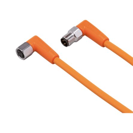 ifm electronic Male 1 way Right Angle to Female 1 way M8 Sensor Actuator Cable, 10 m