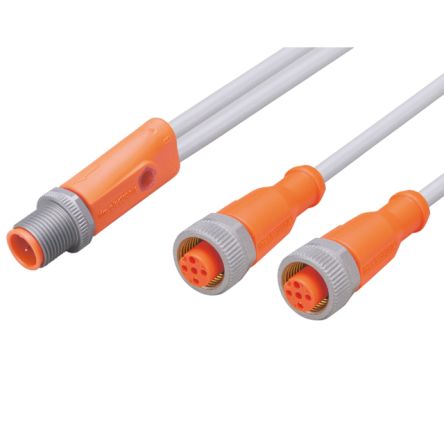 ifm electronic Male 1 way Straight to Female 2 way Straight Sensor Actuator Cable, 300 mm