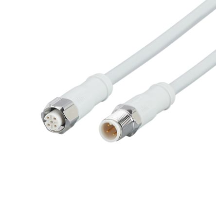 ifm electronic Male 4 way Straight to Female 5 way Straight Communication Cable, 20 m