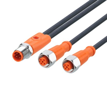 ifm electronic Male 1 way Straight to Female 2 way Straight Sensor Actuator Cable, 2 m