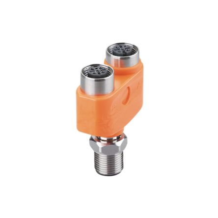ifm electronic Side Entry, Top Entry Circular Connector Adapter 1 M12 2 M12 Female