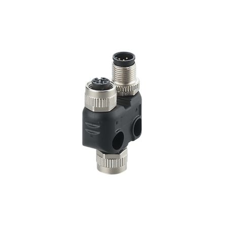 ifm electronic Side Entry, Top Entry Circular Connector Adapter 1 M12 2 M12 Female
