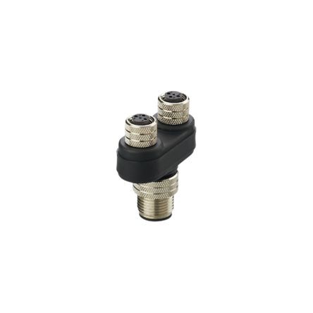 ifm electronic Side Entry, Top Entry Circular Connector Adapter 1 M12 Male 2 M8 Female