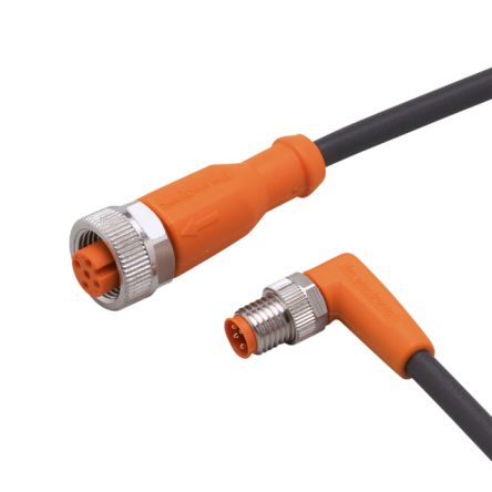 ifm electronic Male 4 way Right Angle to Female 5 way Straight Communication Cable, 300 mm