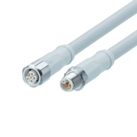 ifm electronic EVF624, 2 m 5 Core Power Cable, Grey Modified Polyphenylene Ether 100 °C