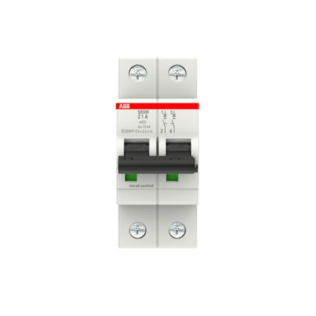 ABB System Pro M Compact S200M Miniature Circuit Breaker, 2-Pole, 1A, Type Z, 400V ac AC, 125 V dc DC, 15 kA Breaking