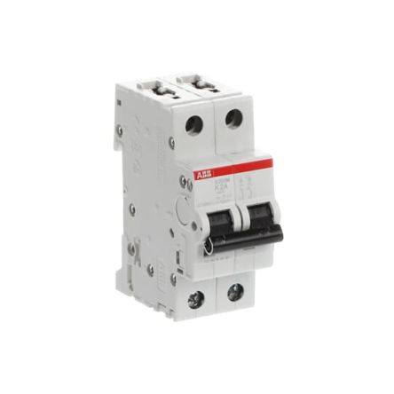 ABB System Pro M Compact S200M Miniature Circuit Breaker, 2-Pole, 2A, Type K, 400V ac AC, 125 V dc DC, 15 kA Breaking