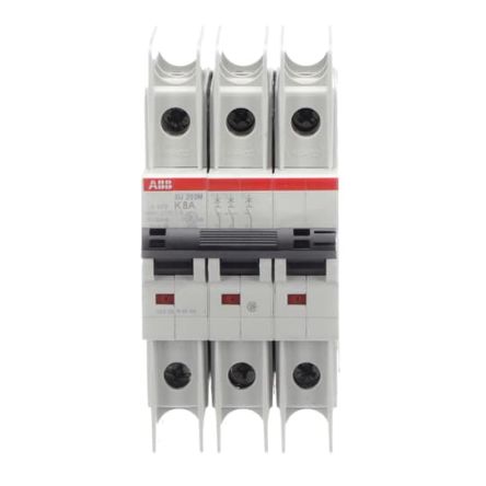 ABB SU200 M SU200 M Miniature Circuit Breaker, 3-Pole, 8A, Type K, 400V ac AC, 15 kA Breaking Capacity