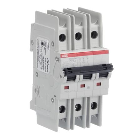 ABB SU200 M Miniature Circuit Breaker, 3-Pole, 25A, Type Z, 400V ac AC, 15 kA Breaking Capacity