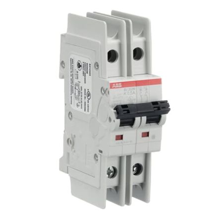 ABB SU200 M Miniature Circuit Breaker, 2-Pole, 0.5A, Type K, 440V ac AC, 96 V dc DC, 15 kA Breaking Capacity