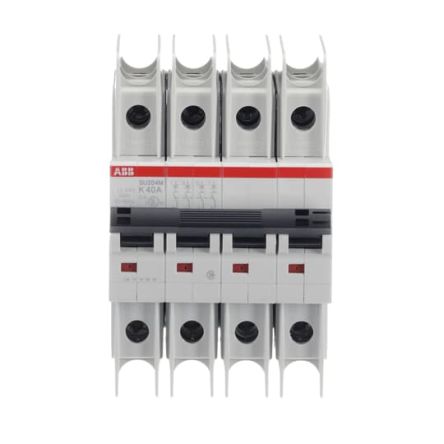 ABB SU200 M SU200 M Miniature Circuit Breaker, 4-Pole, 40A, Type K, 240V ac AC, 15 kA Breaking Capacity