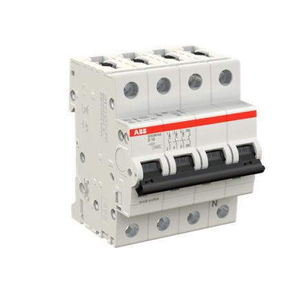 ABB System Pro M Compact S200M Miniature Circuit Breaker, 3-Pole, 10A, Type D, 400V ac AC, 125 V dc DC, 15 kA Breaking