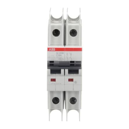 ABB SU200 M Miniature Circuit Breaker, 2-Pole, 8A, Type C, 440V ac AC, 96 V dc DC, 15 kA Breaking Capacity