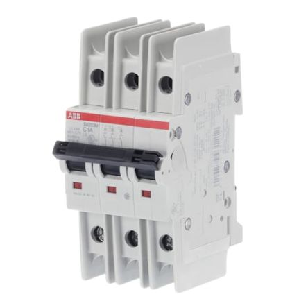 ABB SU200 M Miniature Circuit Breaker, 3-Pole, 1A, Type C, 400V ac AC, 15 kA Breaking Capacity