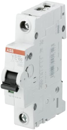 ABB System Pro M Compact S200 Miniature Circuit Breaker, 1-Pole, 100A, Type B, 400V ac AC, 72 V dc DC, 10 kA Breaking