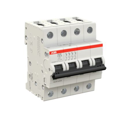 ABB System Pro M Compact S200M Miniature Circuit Breaker, 4-Pole, 20A, Type Z, 400V ac AC, 125 V dc DC, 15 kA Breaking
