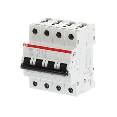 ABB S204L Miniature Circuit Breaker, 4-Pole, 50A, Type C, 400V ac AC, 6 kA Breaking Capacity