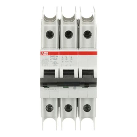 ABB SU200 M Miniature Circuit Breaker, 3-Pole, 16A, Type Z, 400V ac AC, 15 kA Breaking Capacity
