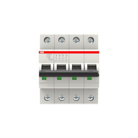 ABB System Pro M Compact S200M Miniature Circuit Breaker, 4-Pole, 25A, Type D, 400V ac AC, 125 V dc DC, 15 kA Breaking