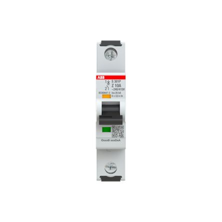 ABB System Pro M Compact S300P Miniature Circuit Breaker, 1-Pole, 10A, Type Z, 240V ac AC, 72 V dc DC, 25 kA Breaking