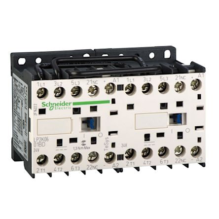 Schneider Electric TeSys K Contactor, 24V dc Coil, 3-Pole, 6 A, 3 kW 24V dc, 3 NO, 690V ac