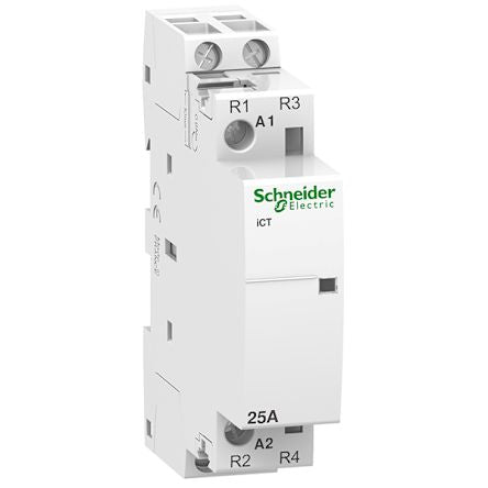 Schneider Electric ICT Contactor, 220V ac, 240 V ac Coil, 2-Pole, 25 A, 0.9 W 240V ac, 2 NC, 250V ac