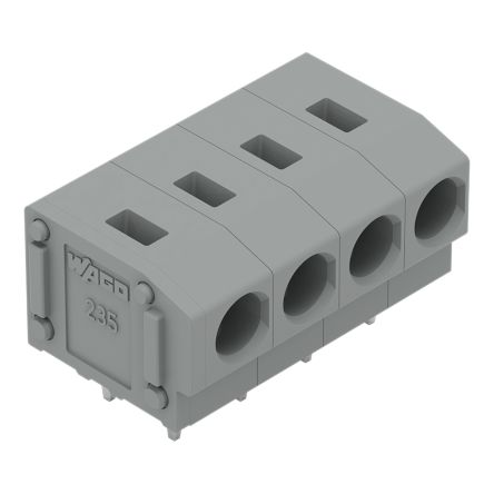 WAGO 235 Series PCB Terminal Block, 4-Contact, 5.08 mm Pitch, Through Hole, 1 Row