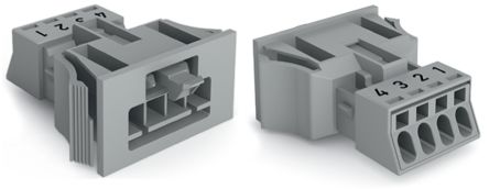WAGO 890 Series Snap-in Male Lighting Connector Male Push-in, 4-Pole, 16A, 4-Way, IP40, IP20