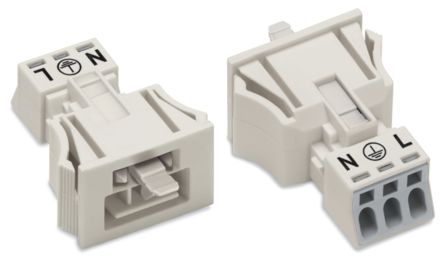 WAGO 890 Series Snap-in Male Lighting Connector Male Push-in, 3-Pole, 16A, 3-Way, IP40, IP20