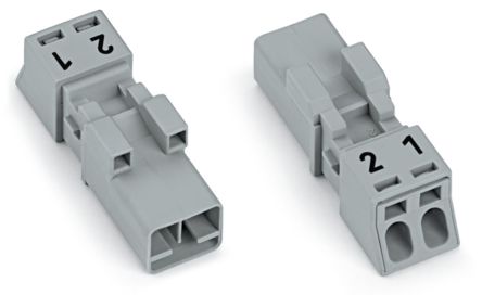 WAGO 890 Series Plug-in Male Lighting Connector Male, 2-Pole, 16A, 2-Way, IP20