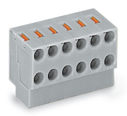 WAGO 252 Series Plug-in Connector Female Push-in Terminal, 6-Pole, 2A, 6-Way