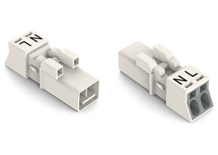 WAGO 890 Series Plug-in Male Lighting Connector Male Push-in, 2-Pole, 16A, 2-Way, IP20, IP40
