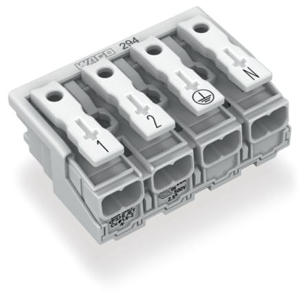 WAGO 294 Series Plug-in Connector Female Push-in, 4-Pole, 24A, 4-Way