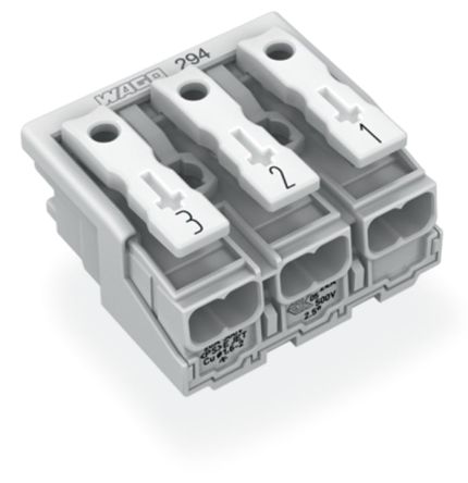 WAGO 294 Series Plug-in Connector Female Push-in, 3-Pole, 24A, 3-Way