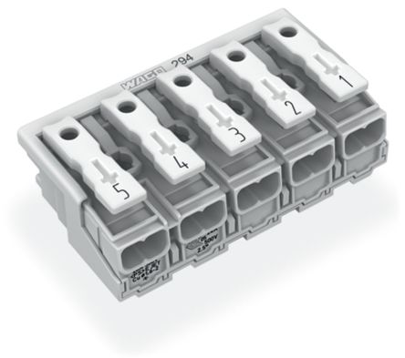 WAGO 294 Series Plug-in Connector Female Push-in, 5-Pole, 24A, 5-Way