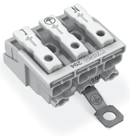 WAGO 294 Series Plug-in Connector Female Push-in, 3-Pole, 24A, 3-Way
