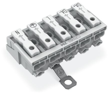 WAGO 294 Series Plug-in Male Lighting Connector Male Push-in, 5-Pole, 24A, 5-Way