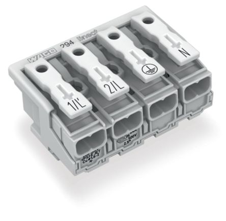 WAGO 294 Series Plug-in Male Lighting Connector Male Push-in, 4-Pole, 16A, 4-Way