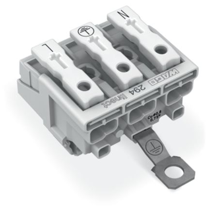WAGO 294 Series Plug-in Male Lighting Connector Male Push-in, 3-Pole, 16A, 3-Way