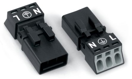 WAGO 890 Series Plug-in Male Lighting Connector Male Cage Clamp, 3-Pole, 16A, 3-Way, IP20, IP40